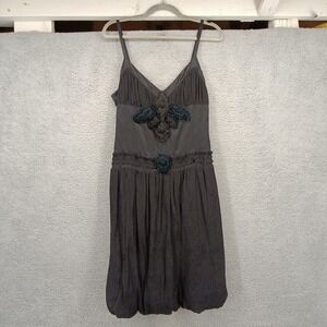 Charles Chan Silk Dress Women's Size 12 Black Sleeveless Embellished Cami Straps
